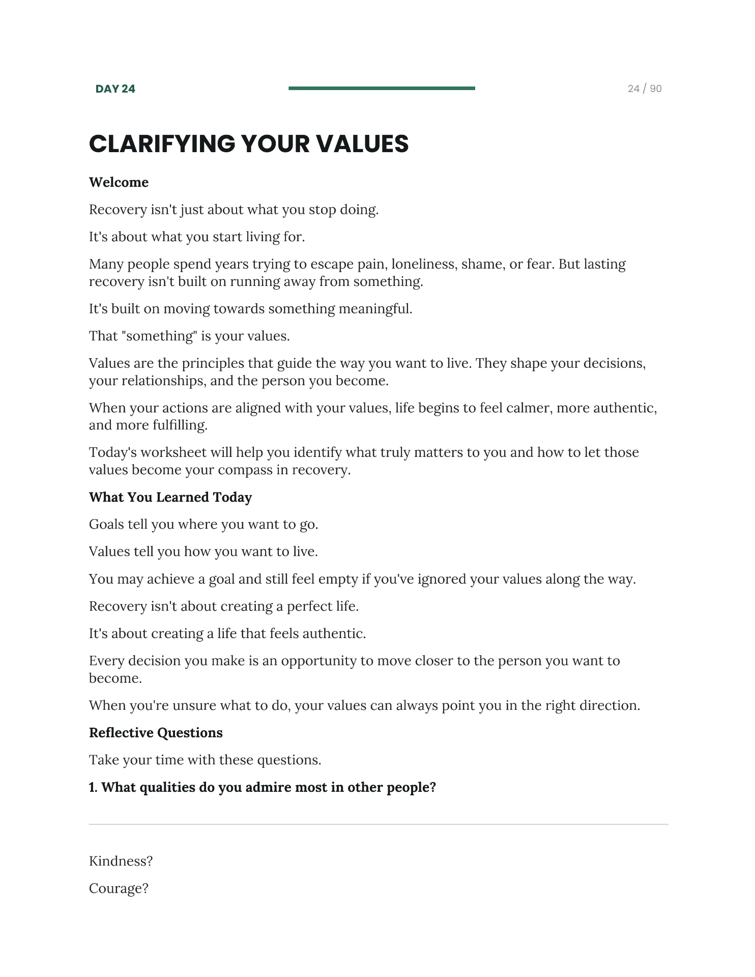 Chemsex Freedom™ journal — Day 24, Clarifying Your Values